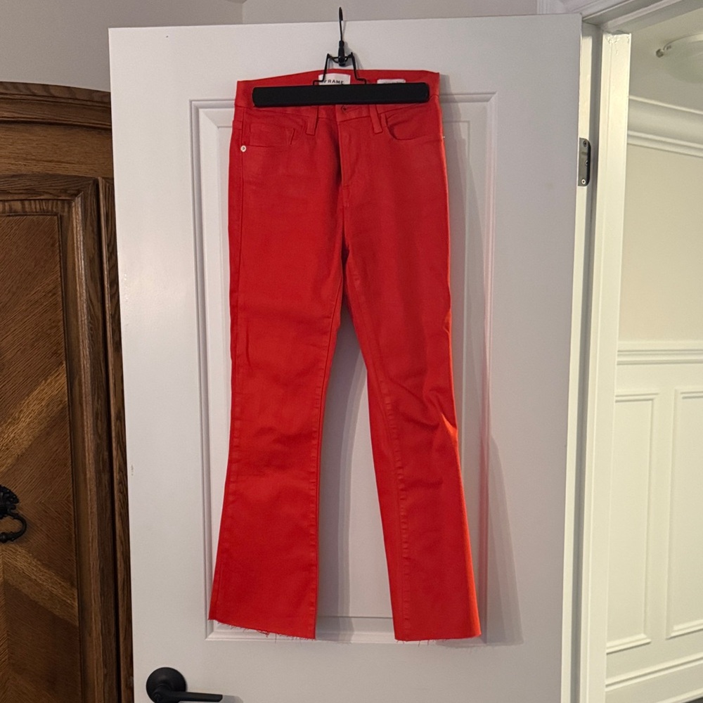 Frame Denim Women's Bright Red Cropped Jeans